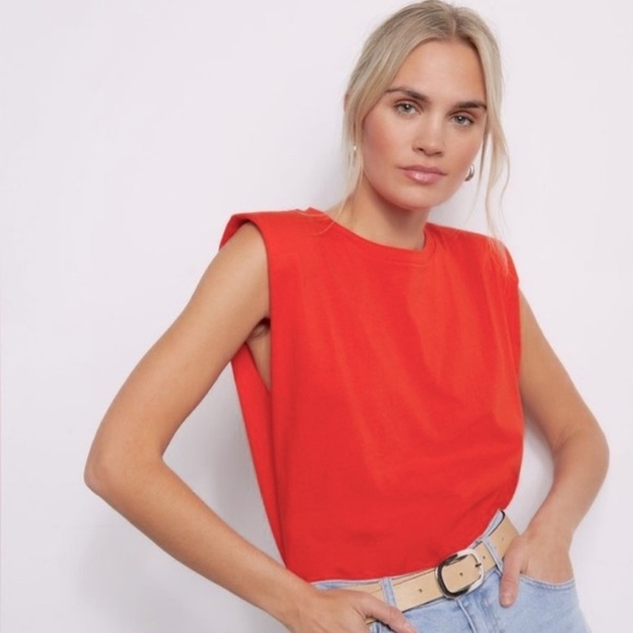 All Saints Tops - All Saints Coni Tank in Burnt Orange/Red